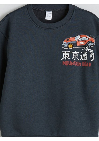 Yeni Sezon Bisiklet Yaka Baskılı Erkek Çocuk Sweatshirt fırsatları