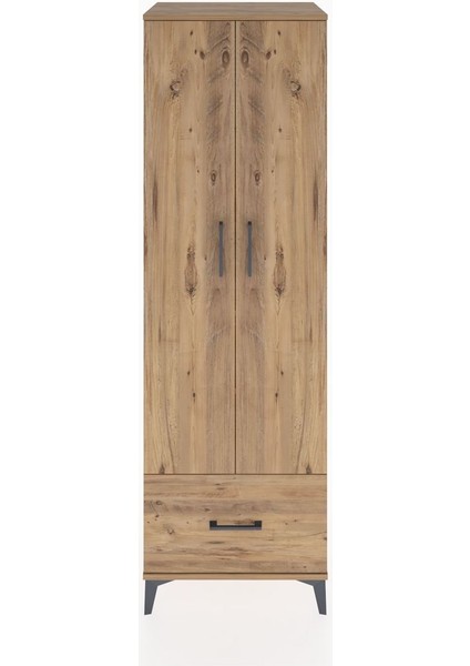 Hyperion Dolap 3 Raflı Tek Çekmeceli Tek Askılı 60X44X195 Çam-Çam