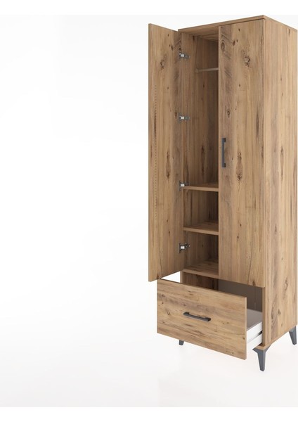 Hyperion Dolap 3 Raflı Tek Çekmeceli Tek Askılı 60X44X195 Çam-Çam fırsatları