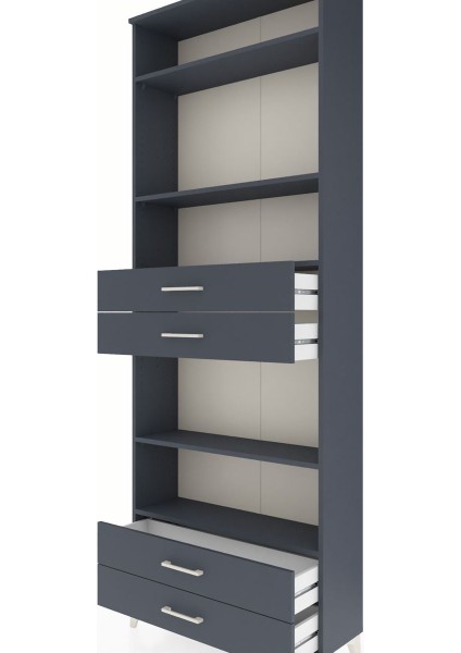Arges Dolap 5 Raflı 4 Çekmeceli 88X30X243 Antrasit-Antrasit indirimleri