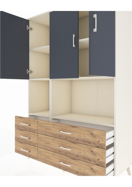 Hyperion Dolap 6 Raflı 6 Çekmeceli 3 Kapaklı 132X44X195 Aytaşı-Antrasit/çam fırsatları