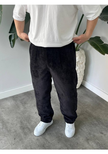Bayaygun 5113 Baggy Fitilli Kadife Pantolon_siyah