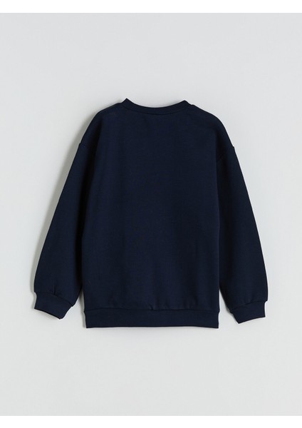 Yeni Sezon Bisiklet Yaka Baskılı Erkek Çocuk Sweatshirt modelleri