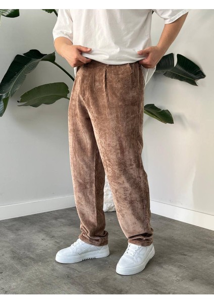 Bayaygun 5113 Baggy Fitilli Kadife Pantolon_açık Kahve