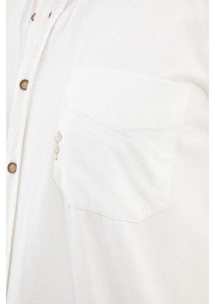 Düz Slim Fit Nakış Detaylı Kadife Erkek Gömlek fiyatları