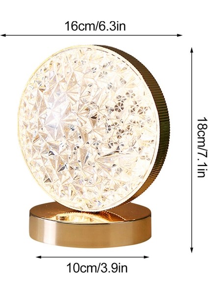 Şarjlı Yuvarlak Kristal Elmas Masa Lambası Dokunmatik Aydınlatma modelleri