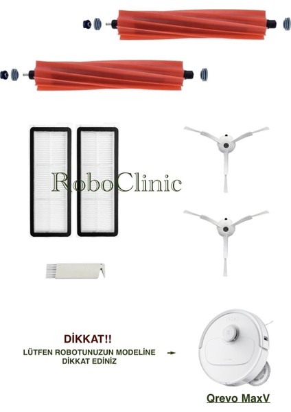 Roborock Q revo s / Q revo pro / Q revo Maxv / Robot Süpürge Uyumlu Yedek Fırça, Hepa Filtre - 7 Parça