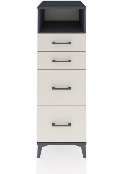 Kronos Dolap Tek Raflı 4 Çekmeceli 44X59X134 Antrasit-Aytaşı