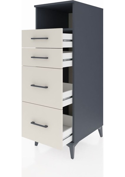 Kronos Dolap Tek Raflı 4 Çekmeceli 44X59X134 Antrasit-Aytaşı fırsatları