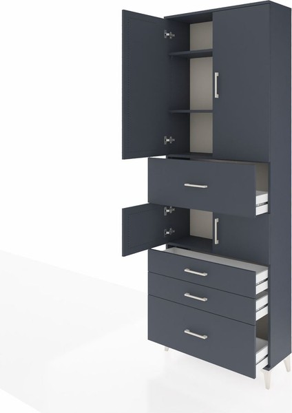 Arges Dolap 4 Raflı 4 Çekmeceli 4 Kapaklı 88X30X243 Antrasit-Antrasit fırsatları