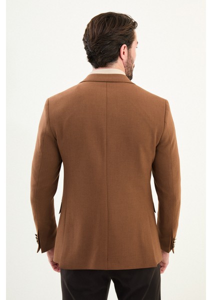 Düz Slim Fit Geniş Yaka Kruvaze Metal Düğmeli Erkek Ceket indirimleri