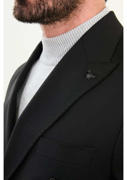 Düz Slim Fit Geniş Yaka Kruvaze Erkek Takım Elbise fiyatları