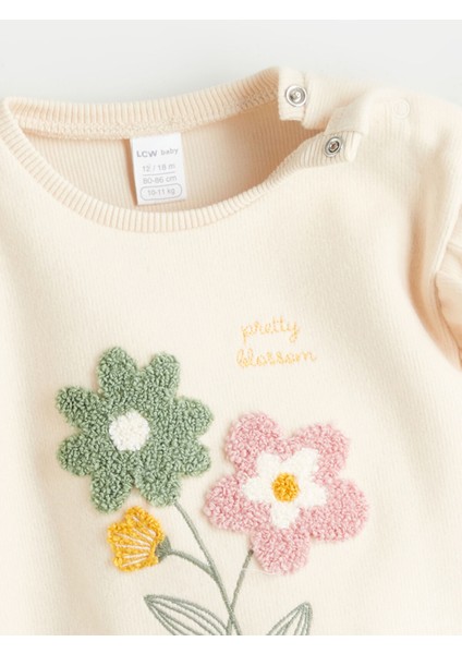 Yeni Sezon Bisiklet Yaka Çiçekli Kız Bebek Sweatshirt fiyatları