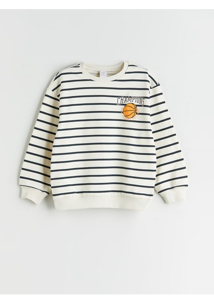 Yeni Sezon Bisiklet Yaka Çizgili Erkek Çocuk Sweatshirt