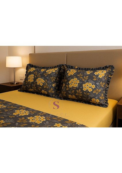 Nergis Çiçekli Fırfırlı % 100 Pamuk Çift Kişilik Nevresim Takımı fiyatları