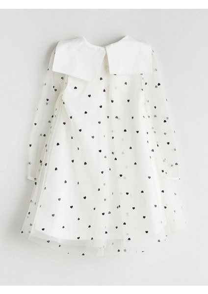 Lcw Kids Ekru Tüllü Kalp Baskılı Kız Çocuk Elbise indirimleri