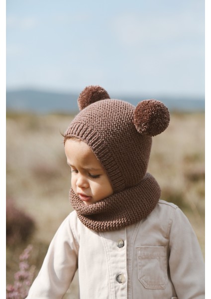 Ponponlu Unisex El Örgüsü Bebek/çocuk Bere-Boyunluk Takımı modelleri