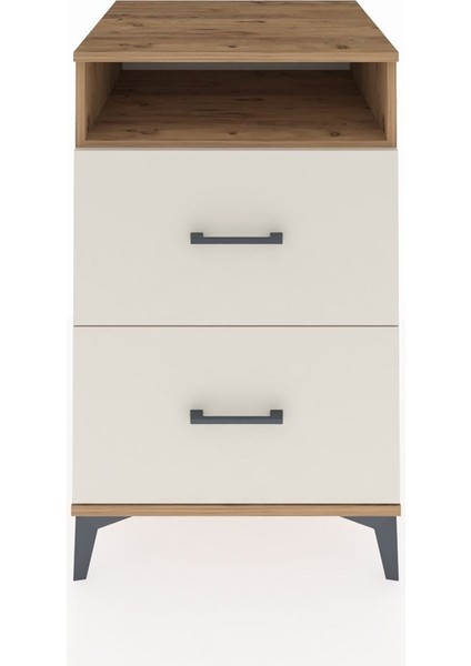 Kronos Komodin Tek Raflı 2 Çekmeceli 60X59X96 Çam-Aytaşı