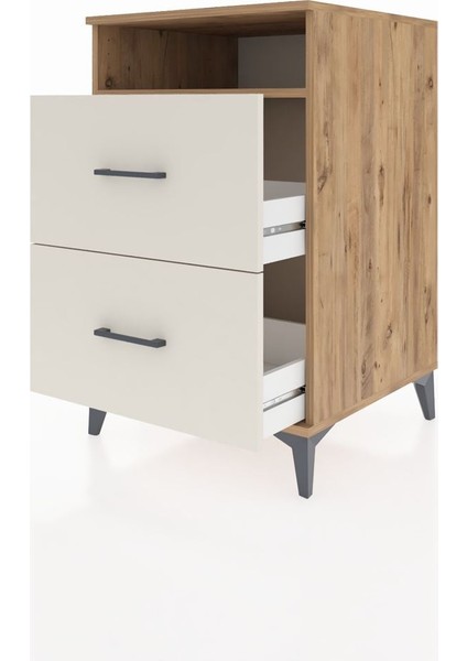 Kronos Komodin Tek Raflı 2 Çekmeceli 60X59X96 Çam-Aytaşı fırsatları