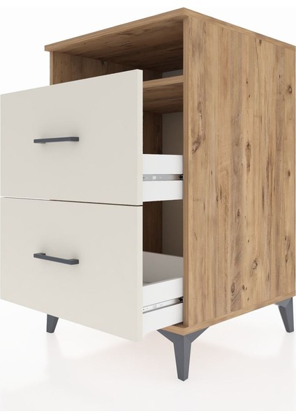 Kronos Komodin Tek Raflı 2 Çekmeceli 60X59X96 Çam-Aytaşı indirimleri