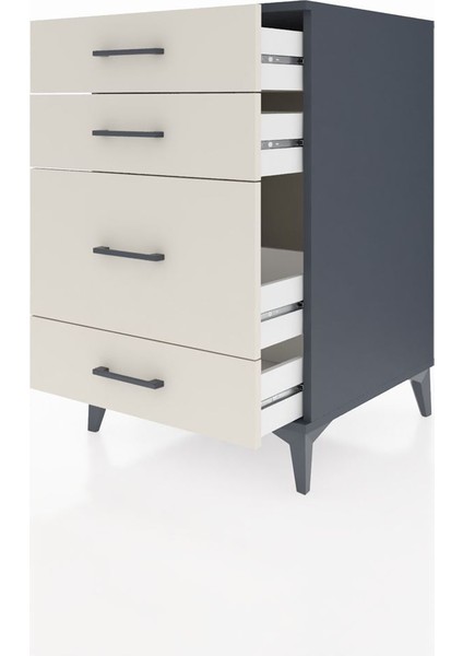 Kronos Komodin 4 Çekmeceli 60X59X96 Antrasit-Aytaşı fırsatları