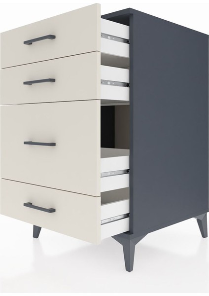 Kronos Komodin 4 Çekmeceli 60X59X96 Antrasit-Aytaşı indirimleri