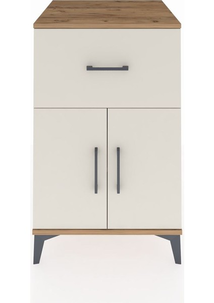 Kronos Komodin Tek Raflı Tek Çekmeceli 2 Kapaklı 60X59X96 Çam-Aytaşı
