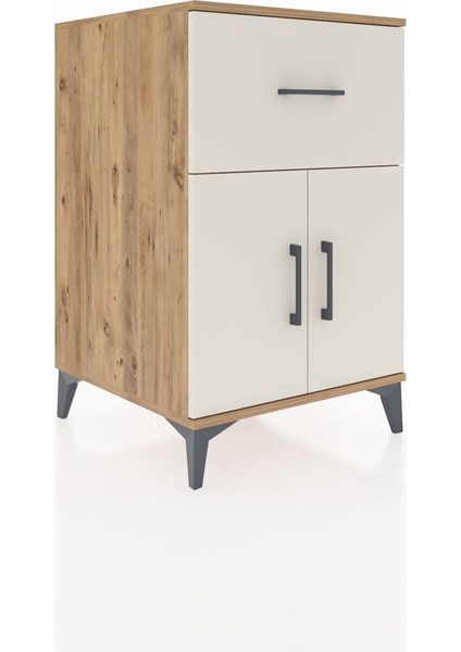 Kronos Komodin Tek Raflı Tek Çekmeceli 2 Kapaklı 60X59X96 Çam-Aytaşı fiyatları