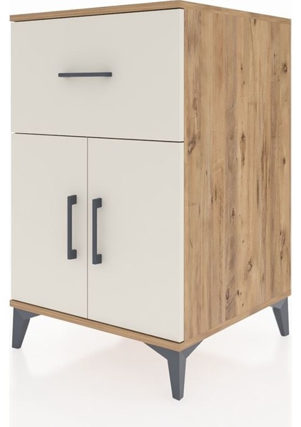 Kronos Komodin Tek Raflı Tek Çekmeceli 2 Kapaklı 60X59X96 Çam-Aytaşı modelleri