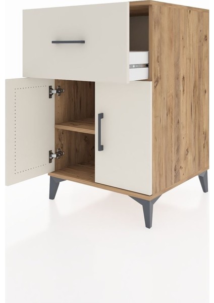 Kronos Komodin Tek Raflı Tek Çekmeceli 2 Kapaklı 60X59X96 Çam-Aytaşı fırsatları