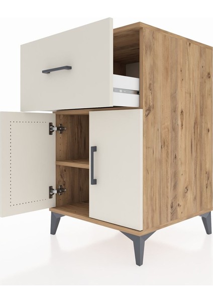 Kronos Komodin Tek Raflı Tek Çekmeceli 2 Kapaklı 60X59X96 Çam-Aytaşı indirimleri