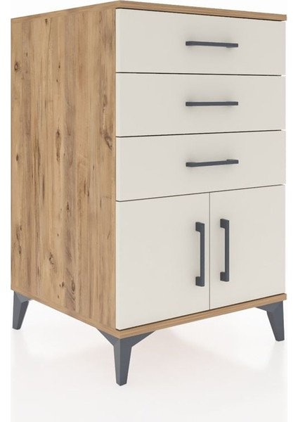 Kronos Komodin 3 Çekmeceli 2 Kapaklı 60X59X96 Çam-Aytaşı fiyatları
