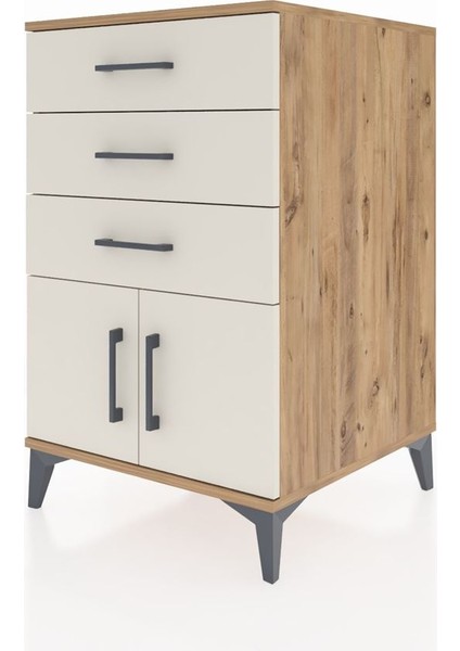Kronos Komodin 3 Çekmeceli 2 Kapaklı 60X59X96 Çam-Aytaşı modelleri