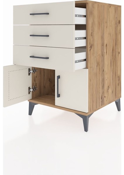 Kronos Komodin 3 Çekmeceli 2 Kapaklı 60X59X96 Çam-Aytaşı fırsatları