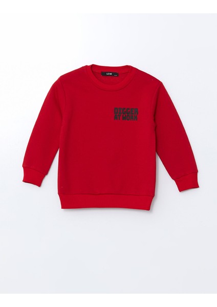 Yeni Sezon Bisiklet Yaka Baskılı Erkek Çocuk Sweatshirt