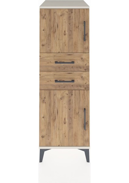 Kronos Dolap Tek Raflı 2 Çekmeceli 2 Kapaklı 44X59X134 Aytaşı-Çam