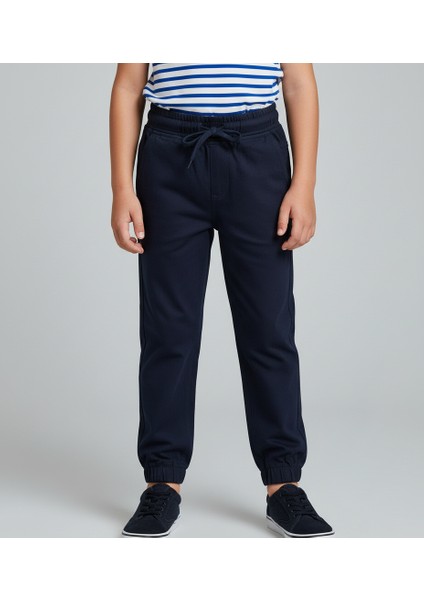 Erkek Çocuk Likralı Bel ve Paça Lastikli Keten Pantolon