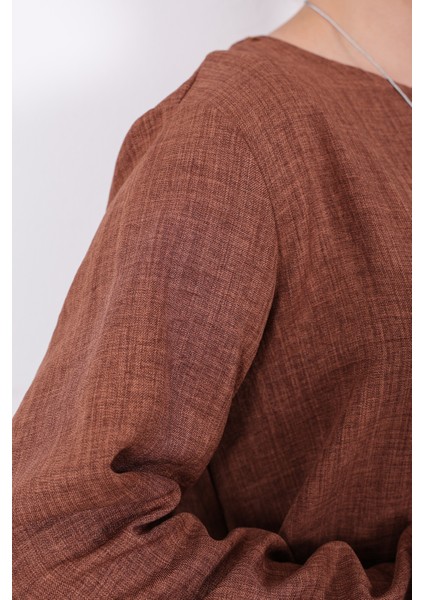 Yazlık Kadın Tunik Günlük Ince Sofia Keten Kolyeli Tunik