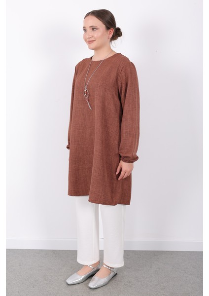 Yazlık Kadın Tunik Günlük Ince Sofia Keten Kolyeli Tunik fırsatları