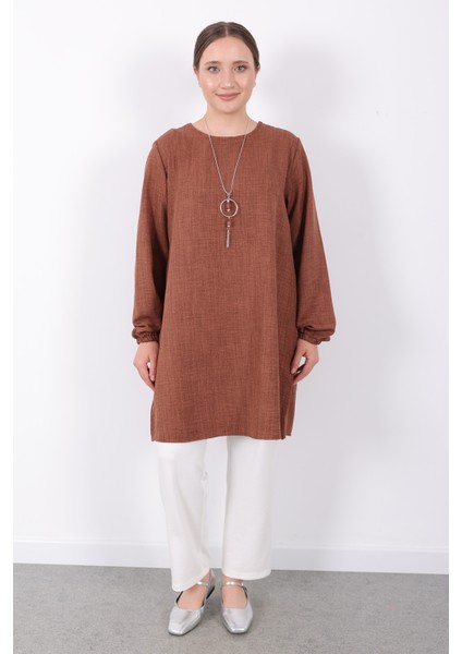 Yazlık Kadın Tunik Günlük Ince Sofia Keten Kolyeli Tunik indirimleri