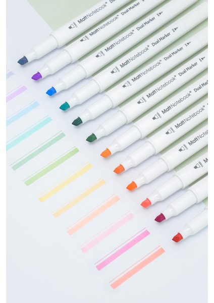 12 Renk Çift Uçlu Fosforlu Kalem Seti – Highlighter + Fineliner | Pastel Renkler Dual Marker fırsatları