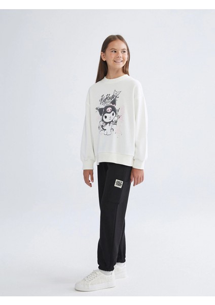 Lcw Kids Siyah Beli Lastikli Kız Çocuk Jogger Eşofman Altı