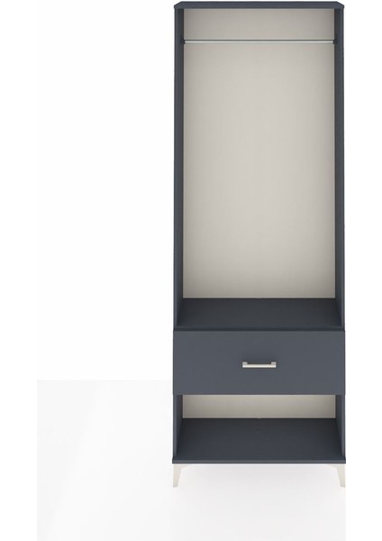 Arges Dolap Tek Raflı Tek Çekmeceli Tek Askılı 88X30X243 Antrasit-Antrasit