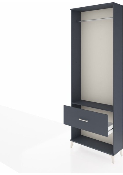Arges Dolap Tek Raflı Tek Çekmeceli Tek Askılı 88X30X243 Antrasit-Antrasit fırsatları