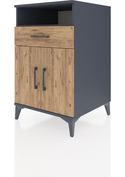 Kronos Komodin 2 Raflı Tek Çekmeceli 2 Kapaklı 60X59X96 Antrasit-Çam modelleri