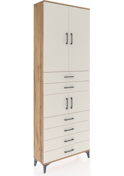 Arges Dolap 4 Raflı 6 Çekmeceli 4 Kapaklı 88X30X243 Çam-Aytaşı fiyatları