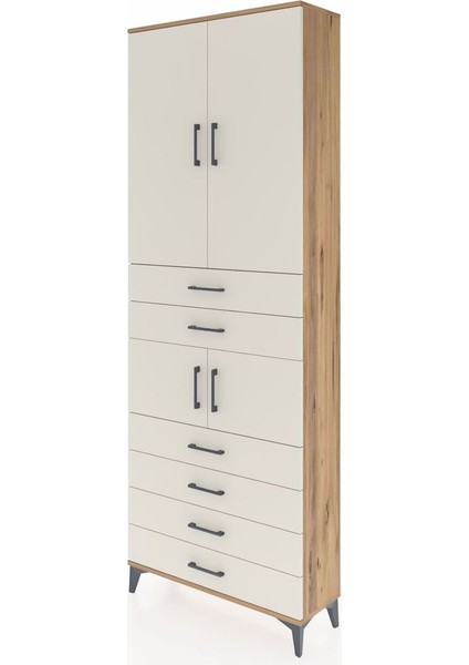 Arges Dolap 4 Raflı 6 Çekmeceli 4 Kapaklı 88X30X243 Çam-Aytaşı modelleri