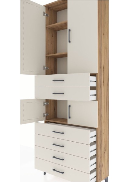Arges Dolap 4 Raflı 6 Çekmeceli 4 Kapaklı 88X30X243 Çam-Aytaşı indirimleri