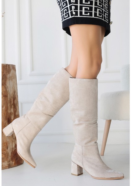 Eyesof Pitay Bej Süet Topuklu Çizme fiyatları