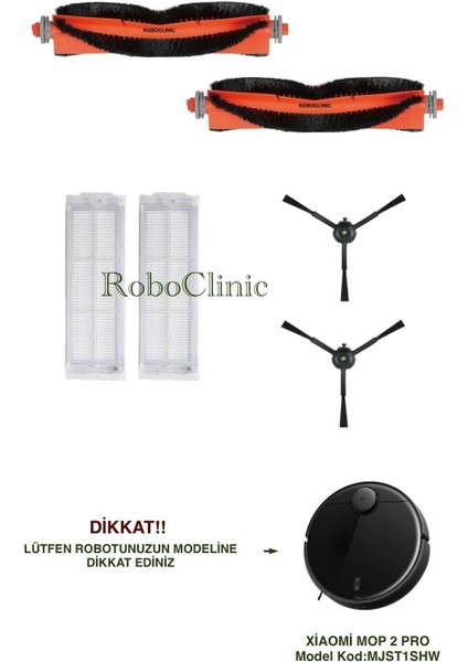 Xiaomi Mi Robot Vacuum Mop 2 Pro Siyah Robot Süpürge Uyumlu Yedek Fırça, Hepa Filtre - 6 Parça